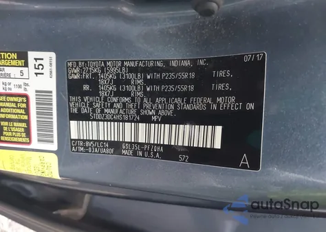 2017 Toyota Sienna Xle Premium 7 Passenger from USA, damaged, VIN 5TDDZ3DC4HS181724